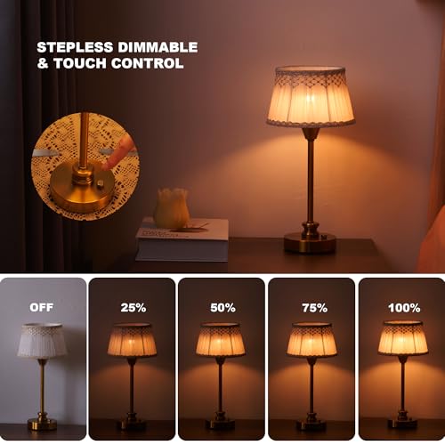 Umexus 20628 Rechargeable Cordless Table Lamp With Dimmer, Portable Small Battery Operated Lamp Outdoor, Touch Warm Light Ambient Lighting For Restaurant Patio Dining Side End Table Kitchen, Antique Brass thumb #5