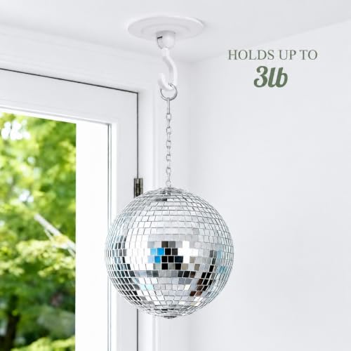 Image of Self Adhesive Wall and Ceiling Decor Hooks:4 Pack 3lb Heavy Duty No Drilling 360 Rotatable Adjustable Hanging Home Accent Lights Plants Wind Chimes Compatible with 3M Command