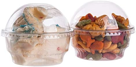 Golden Apple, 5oz-30sets Clear Plastic Cups for Ice Cream, Dessert Cups, Snack Bowl with Dome lids no Hole