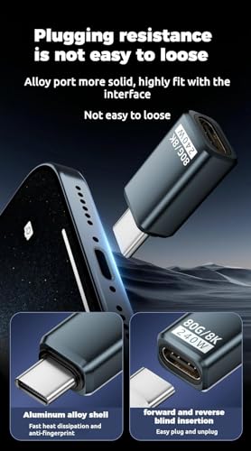 Image of Tobo USB C Adapter PD 240W 80Gbps for Thunderbolt 5 /4 /3, Male to Female Extender USB4 2.0 L Shape Connector with 8K@60Hz 120Gbps Video for P-ad, Book, 1-Pack (USB C Extender) (TD-1553CC)