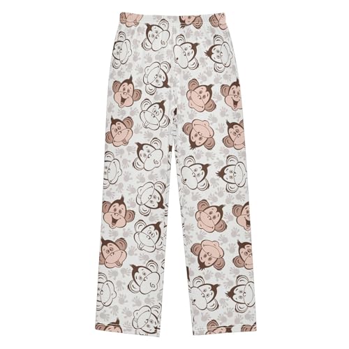 ZZXXB Chimpanzee Footprint Boys Long Pants Soft Trousers Elastic Waist Kids Lounge Bottoms with Pockets S-XL