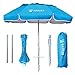 AMMSUN Faltbarer Strandschirm mit Sandanker, Neigung und Lüftungsschlitz, LSF 50 + UV-Schutz, passt in Koffer, tragbar, kompakt, faltbar, Strandschirm für Terrasse, Garten, Strand, Pool, Himmelblau