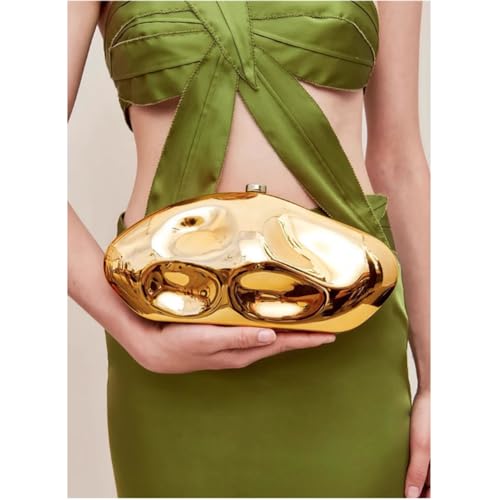 Image of Acrylic Shell Clutch Purse for Women Metallic Evening Bag Large Designer Acrylic Handbag for Wedding Party Prom