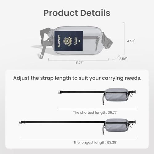 Image of tomtoc Sling Bag with RFID Blocking, X-Pac /Non X-Pac Minimalist Crossbody Chest Pack for Men and Women, Lightweight Water-Resistant Bag for Travel and Daily Commutes, Light Gray, 1.5L