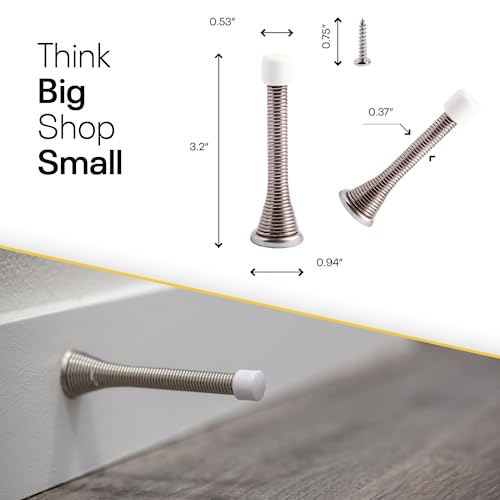 Door Stoppers for Wall – Spring Door Stopper with Rubber Tip – 3-1/4" – Pack of 4 – Doorstop – Ideal for Home, Offices, Schools