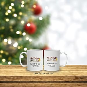 DOTAIN Funny Farmhouse Just a Girl Who Loves Chickens 11oz Coffee Mug Ceramic Cup,Double Side Printed,Chicken Themed Mug Gifts For The Chicken Lover Owner Teen Girl Girls DOTAIN Funny Farmhouse Just a Girl Who Loves Chickens 11oz Coffee Mug Ceramic CupDouble Side PrintedChicken Themed Mug Gifts For The Chicken Lover Owner Teen Girl Girls