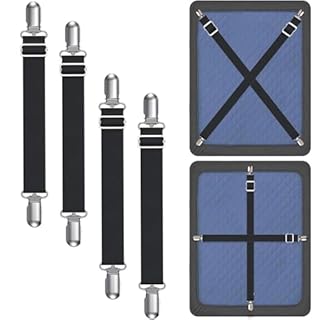 Disayu Couch Cushion Covers Holder Clips Couch Covers Holder Straps Adjustable from 10 to 60 inches (25-160cm) Elastic Straps for Sofa Covers (Pack of 4)