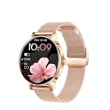 Fitdafit Smartwatch Damen mit Telefonfunktion, 1.27' HD Fitnessuhr Damen mit Herzfrequenz SpO2 Schlafmonitor Schrittzähler, IP68 Wasserdicht Fitness Tracker, 120+ Sportmodi Sportuhr für iOS Android