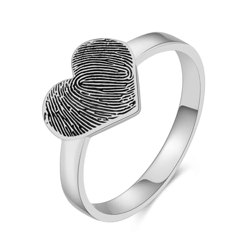 BURKLUM Custom Fingerprint Rings Memorial Jewelry Remembrance Gift for Loss