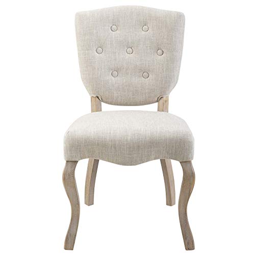 Modway Array French Vintage Tufted Upholstered Fabric Dining Chair In Beige #TOP3