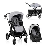 Evenflo Transformer Stroller to Wagon Travel System Featuring LiteMax NXT Infant Car Seat (Fog Gray)
