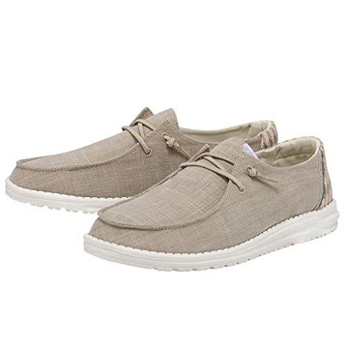 Image of HEYDUDE Women's Wendy Sheen Beige Size 8 | Women's Shoes | Women's Lace Up Loafers | Comfortable & Light-Weight