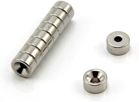Neodymium Magnet for Arts, Crafts, Model Making, DIY, Hobbies, Office and Home - 10mm Dia x 5mm Thick x 3.2mm c/Sink - 2kg Pull - South - Pack of 10