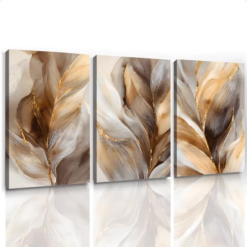 Brown Abstract Canvas Wall Art for Living Room Bedroom Neutral