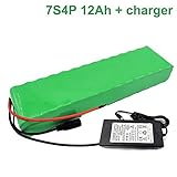  Seilylanka Mit Ladegerät 24V 12Ah 25.9V Li-ion Akku E-Bike Elektrofahrrad 7S4P 38x68x260mm Batterie