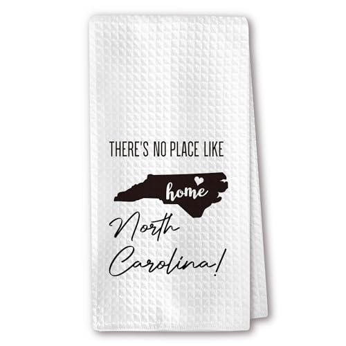 RZQIJ Decorative Kitchen Towels – North Carolina Home Map “There’s No Place Like Home” Polyester Towel for Coffee Bar, Tea Room & Cabin Décor, Cozy Housewarming Gifts. 16"x24"(292)