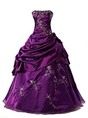 Zorayi Élégant Robes de soirée Longue Robes de mariée Robes de Bal Femmes Taffetas A-Ligne Dos Nu Violet Taille 56