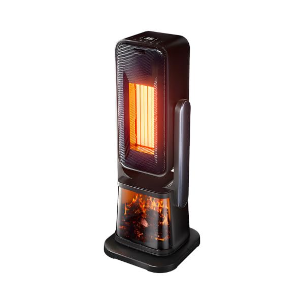 ABRILA Simoneta Ceramiczny termowentylator wieżowy PTC 2000 W, 2 moce, 4 funkcje, termostat, bezpieczeństwo, pilot zdalnego sterowania, wyświetlacz, czarny