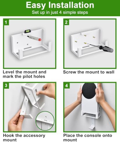 Wall Mount for Xbox Series S (Mount the Console & Accessories on Wall Near or Behind TV Left/Right), Wall Shelf Bracket Kit for XSS System — 사진 5