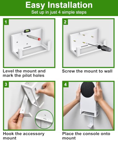 Image of Wall Mount for Xbox Series S (Mount The Console & Controller on Wall Near or Behind TV Left /Right), Wall Shelf Bracket Kit for XSS