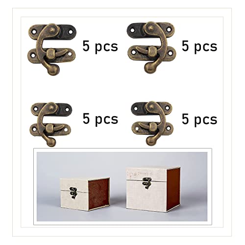 Bztzhm 20 Stück Antike Verriegelungshaken, Riegelhaken Haspe, Klein Antik Latch Hook, Antik Bronze Farbe Hasp, Links/Rechts Latch Hook, für Holzkiste Schmuckschatulle Kleiderschrank