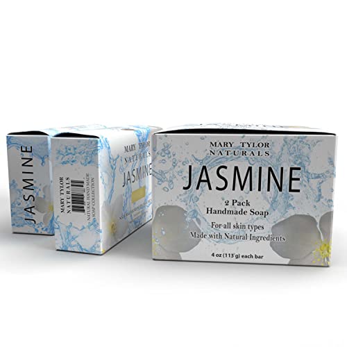 Mary Tylor Naturals Jasmine Soap 2 Pack – Natural Handmade Cruelty Free & Non-Gmo – Relaxing Aroma, Rejuvenate Skin And Hair – 4 Oz Bar #TOP1