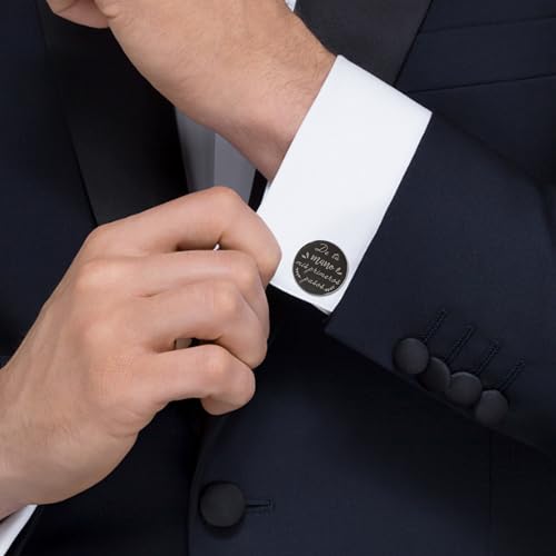 Mancuernillas de acero personalizadas grabadas para hombre miniatura 6