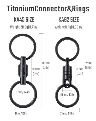 Image of KeyUnity Titanium Magnetic Quick Release Keychain, One-Hand Detachable Connector for Car Keys, USB Drives and EDC, Black, KA62 Compact-1 Pack