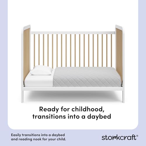 Image of Storkcraft Pasadena 3-in-1 Convertible Crib, White and Driftwood