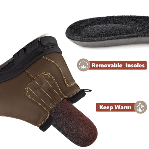 UPIShi Men's Waterproof Work Slip On Snow Boot Leather Outdoor Walking Hiking Casual Shoes3