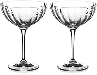 DIAMANTE Champagne Cocktail Saucers/Coupes Pair - Mirage - Hand Cut Crystal Set of 2