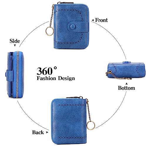 GAEKEAO Leather Credit Card Holder Wallet for Women RFID Blocking Large Capacity Bifold Zipper Card Case Organizer with Wristlet 32 Slots4