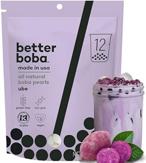 Better Boba All-Natural Ube Boba Pearls 8 Oz | Kosher, Vegan, Gluten-Free, Non-GMO Popping Boba for Bubble Tea, Desserts | 12 Servings | No Preservatives Tapioca Boba Balls | Made in USA