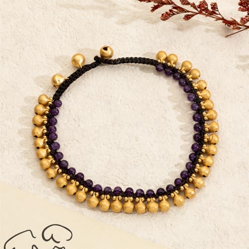 Image of kelistom Bohemian Ankle Bracelets for Women Handmade Natural Stone Beaded Chain Anklet