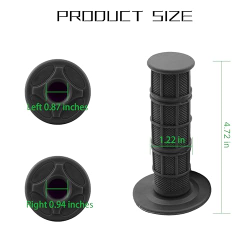 Image of BELOMI Motorcycle Hand Grips, 2PCS 7 /8 inch 22mm 24mm Non-Slip Soft Rubber Handlebars, Comfortable Motorbikes Handle Replacement Protection Accessories, Universal for Dirt Bike, Off Road, ATV(Black)