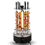 Chef-o-Matic Vertical Grill 360° Rotisserie – 1000W Smokeless Indoor Electric BBQ, 6 Skewers Kebab Machine, Automatic Rotation, No Oil Needed, Stainless Steel Housing