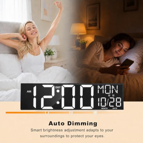 Image of JALL 30 inch Giant Digital Wall Clock, Extra Large LED Clock with Remote, Huge Wall Clock with Jumbo Numbers for Living Room, White