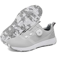 Solamni Men's Waterproof Golf Shoes Anti-Slip Golf Footwear Outdoor Spikeless Trainers for Golf Training Grey