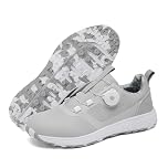 Solamni Men's Waterproof Golf Shoes Anti-Slip Golf Footwear Outdoor Spikeless Trainers for Golf Training Grey