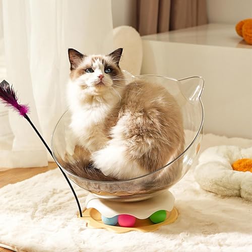 Lit pour chat spatial contre l'ennui avec plateau rotatif interactif - 3
