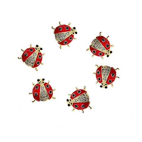 Image of 6 Pack Fashion Rhinestone Ladybug Brooches Pins Set Cute Enamel Crystal Animal Insect Lapel Pin Brooch Badges Jewelry Set for Men Women Girl
