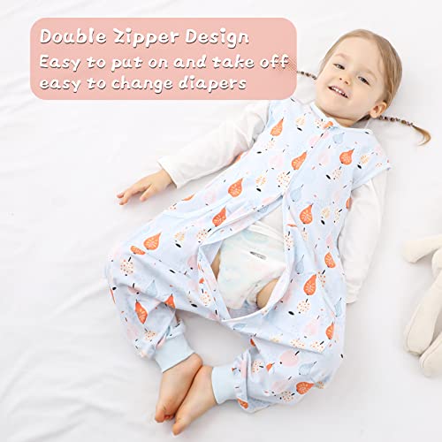 Image of WONDAY Toddler Sleep Sack with Feet, 0.5 Tog Sleeping Sacks for Walking with Legs 12-18 Months 2T 3T 4T 5T (Pear, 2-3T)