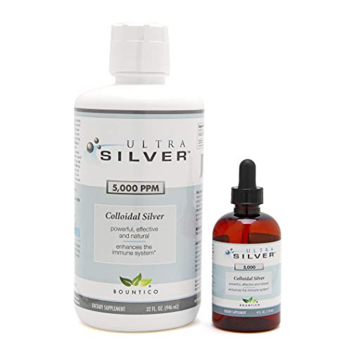 Ultra SilverÂ® Colloidal Silver | 5,000 PPM, 32 Oz (946mL) | Mineral Supplement | True Colloidal Silver - 4 oz Dropper Bottle (Empty) Included for Dispensing!