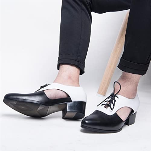 Mens Sandals High Heels Leather Dress Men Shoes Business Office Work Breathable Hollow Pointed-Toe Shoes Sandals(D,8.5code)3