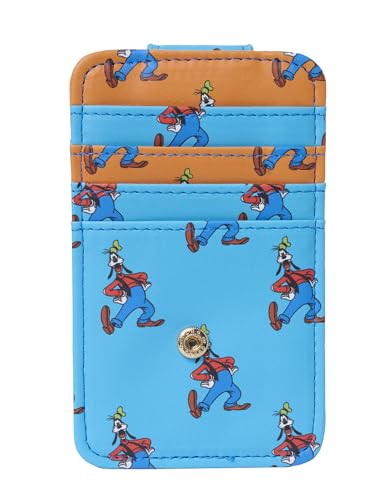 Image of Disney Goofy Card Holder Women Blue Orange Slim Wallet | Small