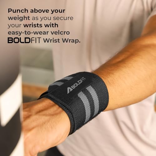 Boldfit Polyester Wrist Supporter for Gym Wrist Band for Men Gym & Women with Thumb Loop Straps Accessories for Men Hand Grip & Wrist Support Sports Straps for Gym, Weightlifting -(Grey) (Image - 5)