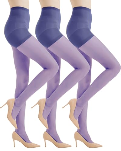 Image of Citystl 3 Pairs Black Sheer Tights for Women - 20D Not Rip Control Top Pantyhose with Reinforced Toes - Resist Tears