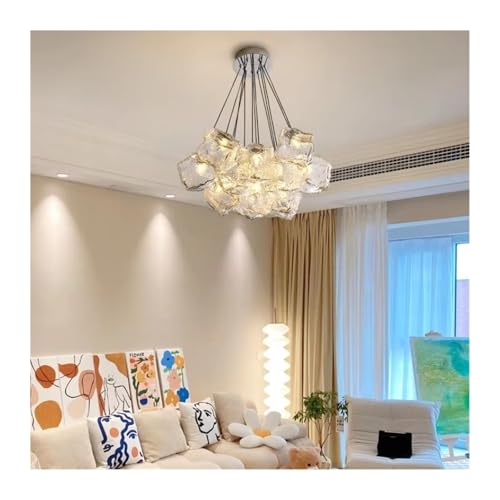 Lustre chromé moderne haut de gamme et suspension réglable en verre transparent