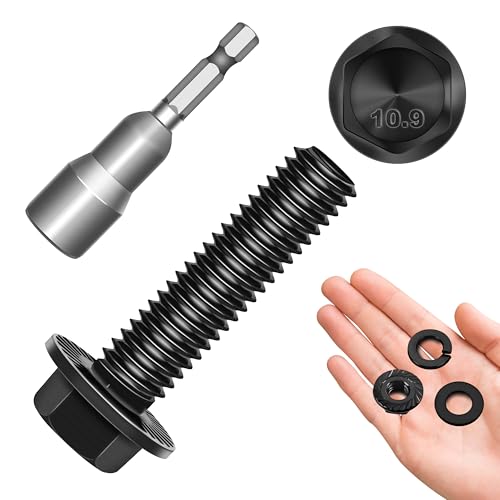 M8 x 30mm (10 Sets) M8x1.25 Bolt Flanged Hex Head Nuts and Bolts, M8 Bolt Flange Hexagon Screws with Nuts and Washers, M8 Screws Grade 10.9 Alloy Steel Metric Assortment By Mywish