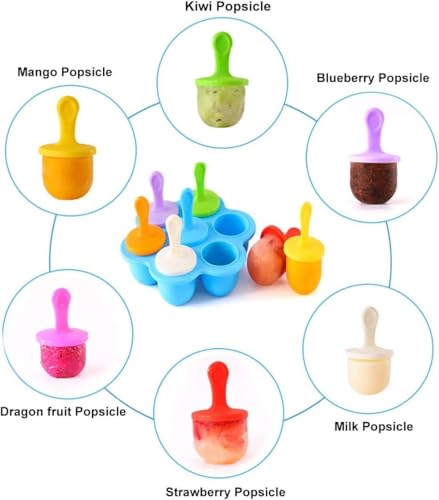 Image of Mrsdry Silicone Pospicle Mould Set Frozen Kulfi Candy Ice Cream for Children & Adults, 16L x 16W x 8.1H cm, Blue, Pack of 1